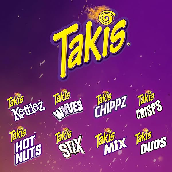 TAKIS MINI 25 PC / 1.23 OZ BITE SIZE VARIETY PACK, ASSORTED FLAVORED MIXED ROLLED TORTILLA CHIPS – (15) FUEGO, (10) BLUE HEAT