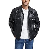 Fahsyee Leather Jacket Men Faux Lightweight Bomber Jackets Mens Motorcycle Vintage Lapel Coats with Zipper and Pockets