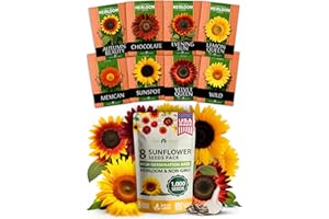 Home Grown Sunflower Seeds for Planting | 8 Varieties |1000+ Sun Flower Seeds Packets to Plant: Grow Dwarf Sunflowers, Mexican Sunflowers, Wild, Lemon Queen, Autumn Beauty, Sunspot, Velvet Queen