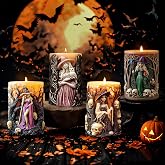 FoldTier 4 Pcs Halloween Witch Pillar Candle Molds for Candle Making | Silicone Epoxy Resin Casting Molds for DIY, Aromatherapy Candles Wax Soap, Resin Craft Gifts, Halloween Home Decorations