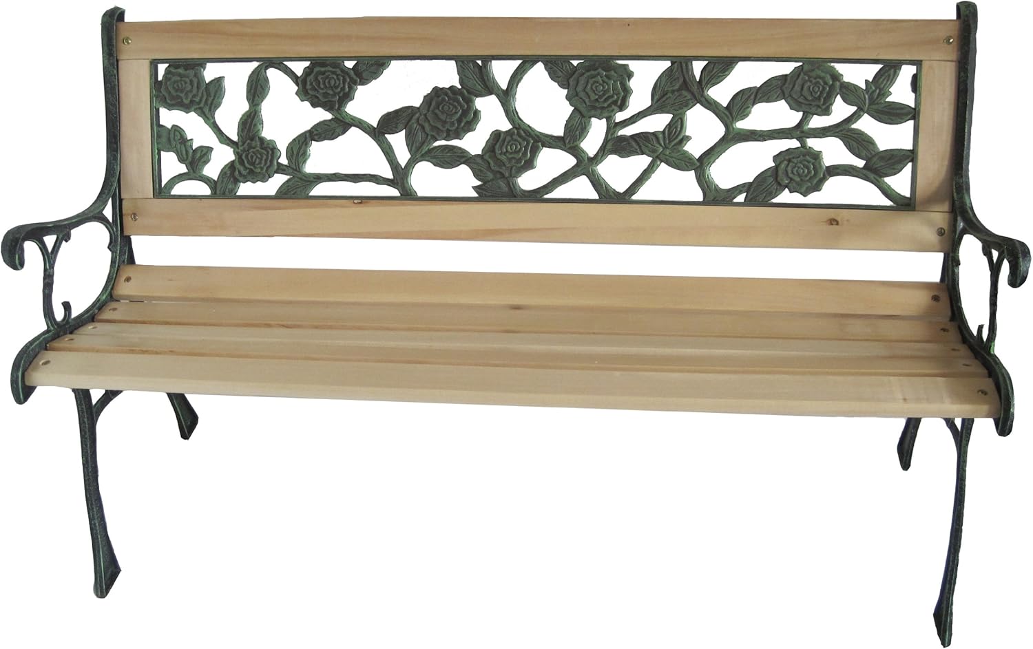 Birchtree 3 Seater Wooden Slat Garden Bench Seat Rose Style Cast Iron Legs Amazon Co Uk Garden Outdoors