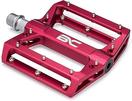 red metal bike pedals