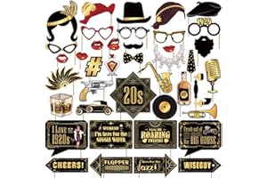 M AMFEOV 40 Pcs 1920's Photo Booth,1920 Party Decorations, Roaring 20's Party Decorations, Great Gatsby Decorations Party