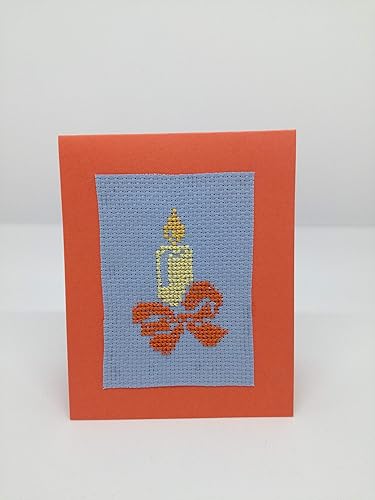 Biglietti Di Natale A Punto Croce.Candela In Punto Croce Biglietto D Auguri Formato 12 5 X 10 Cm Auguri Rosso Natale Merry Christmas Realizzato A Mano Personalizzabile Spazio Interno Bianco Per Messaggio Personale Amazon It Handmade