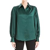 Max Studio Women's Satin Long Sleeve Button Blouse