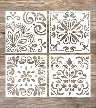 Amazon Com Gss Designs Pack Of 4 Stencils Set 6x6 Inch Laser