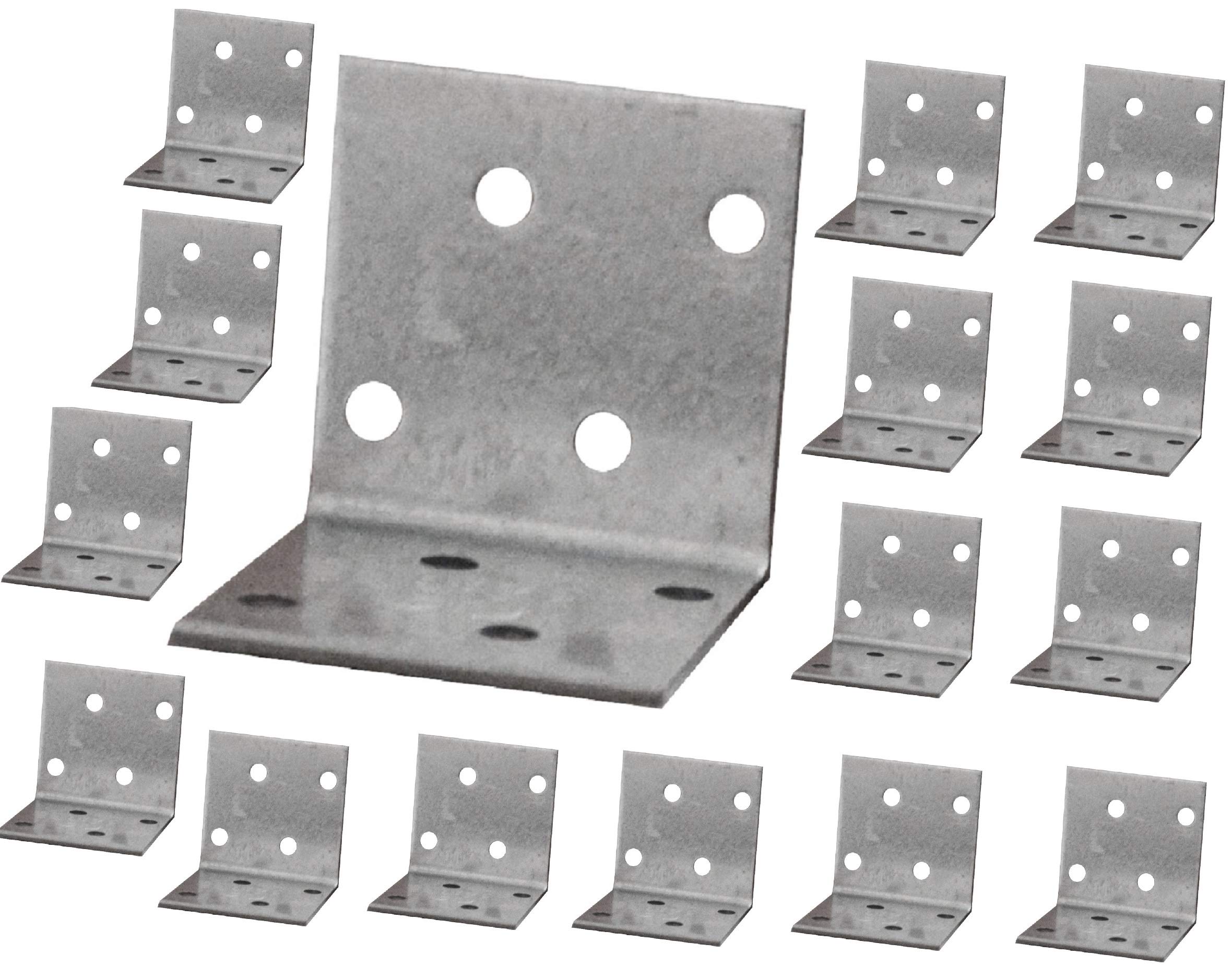 Pack of 15pcs Angle Corner Brackets Plates, Metal Steel Sheet Galvanised Z275 275 (g/m2) 20 (μm) Size:1.57"x1.57"x1.57"x0.8" (40 x 40 x 40mm x2mm)