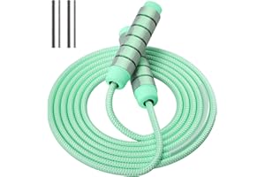 OVICX Adjustable Jump Ropes for Fitness for Women Men and Kids,Tangle-Free Cotton Weighted Skipping Ropes Workout w...