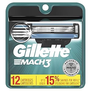Gillette Mach3 Men’s Razor Blade Refills, 12 Count (Packaging May Vary), Mens Razors / Blades
