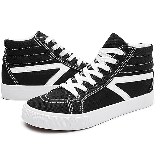 FRACORA Women's High Top Canvas Shoes White Fashion Sneakers