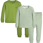moimoln Baby Toddler Pajama Set Snug-Fit Cotton Modal Sleepwear, Leopard, Check & Solid Mix (6M-8Y, 1/2 Pack)