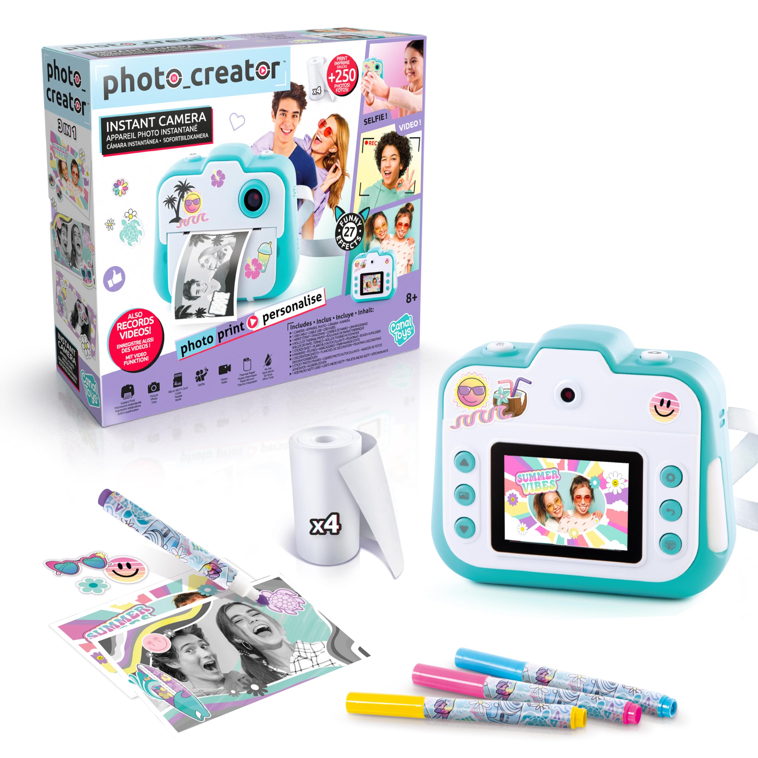 Kids Instant Print Camera – Photo Creator Thermal Printing Camera | 250 Prints Included | 4GB Storage | Creative Photo & Video Camera | Gift for Boys & Girls Age 8+