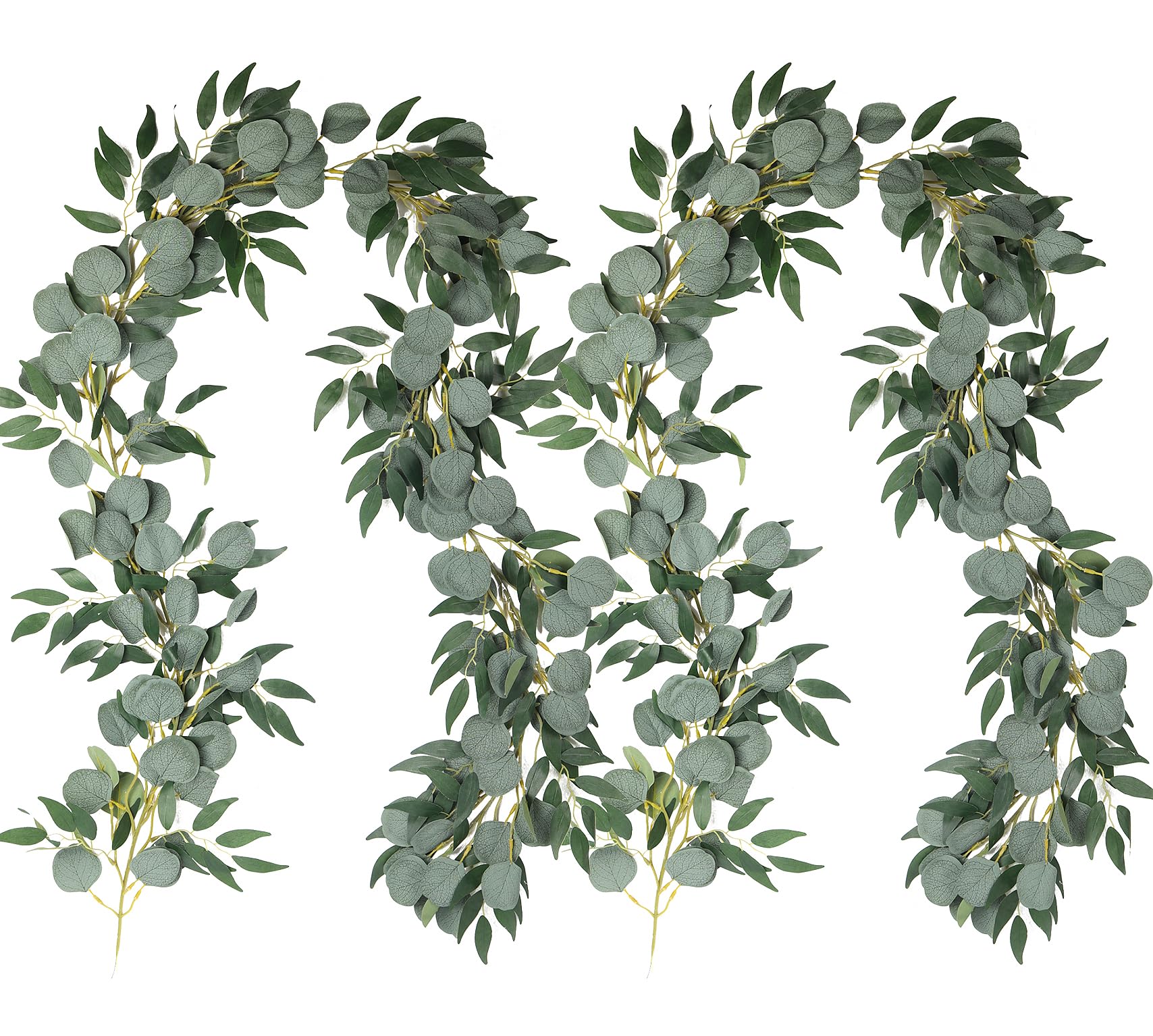 Photo 1 of RECUTMS 2Pack Artificial Eucalyptus Garland with Willow Leaves 6Feet Fake Hanging Plant Silk Eucalyptus Willow Leaves Ivy Garland Faux Greenery for Indoor Outdoor Wedding Party Home Table Arch Decor