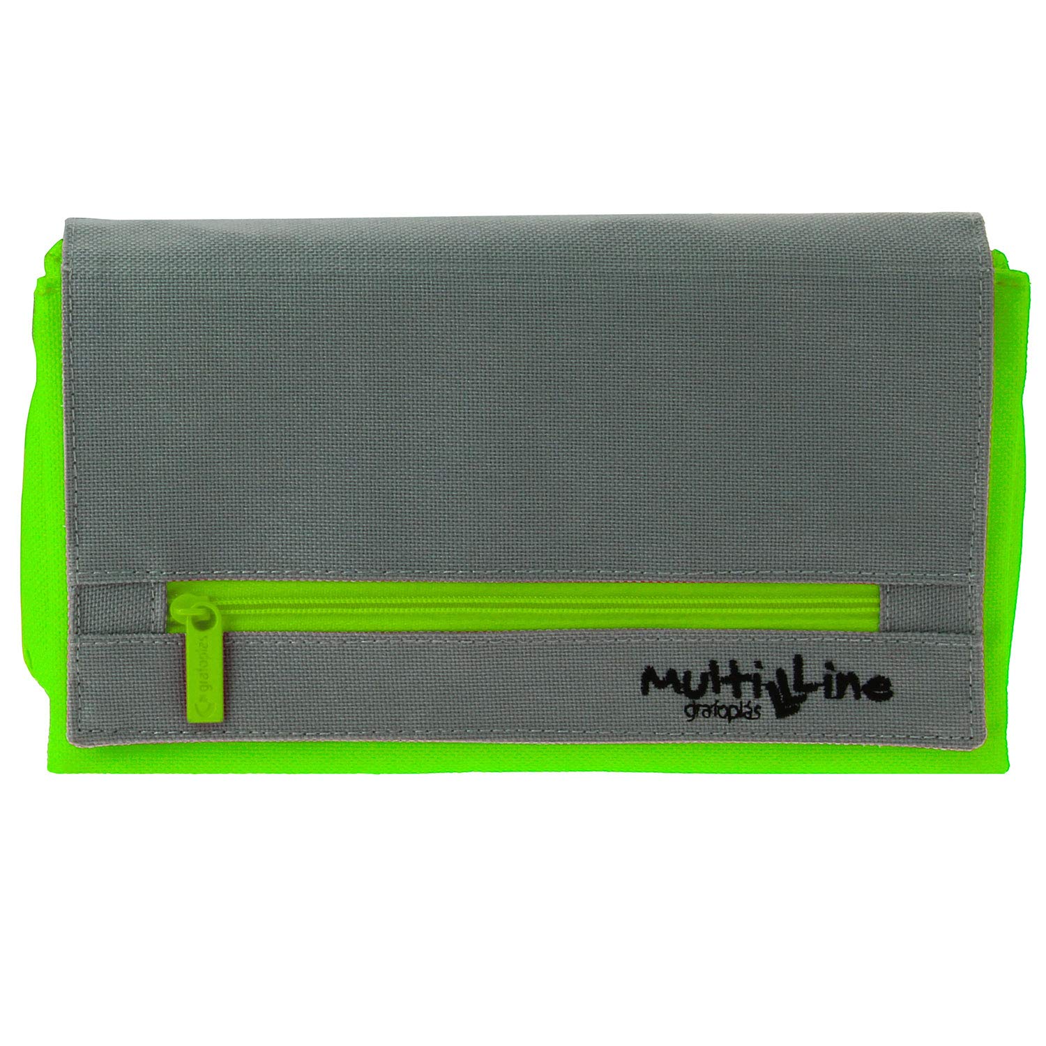 Grafoplás 37540820 Collection Triple Flat Pencil Case with Flap, Green, 22 x 12 x 3 cm