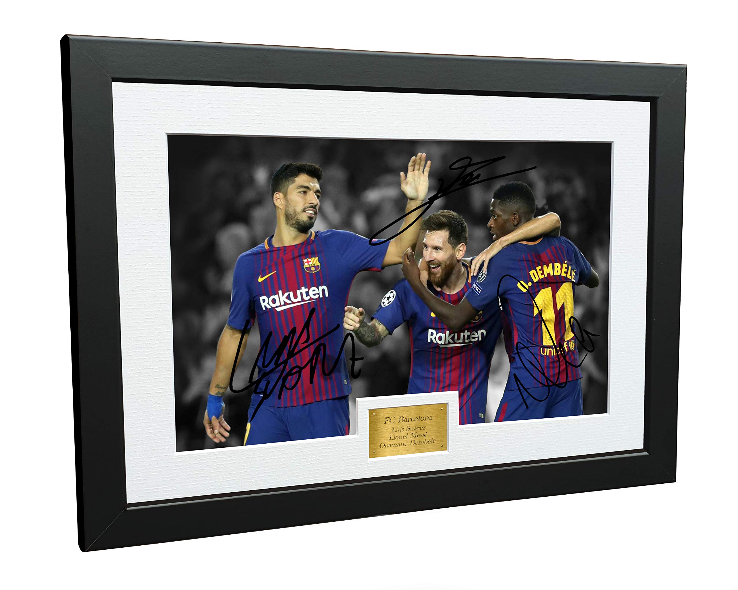Kitbags & Lockers 12x8 FC Barcelona Luis Suarez Lionel Messi Ousmane Dembele Signed Autographed Photo Photograph Picture Frame Soccer A4 Gift