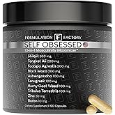 Self Obsessed Masculine Vitality & Testosterone Support - 10-in-1 Complex with Shilajit, Tongkat Ali, & Fadogia Agrestis - 120 Capsules, 2 Month Supply (120 Count (Pack of 1), Self Obsessed)