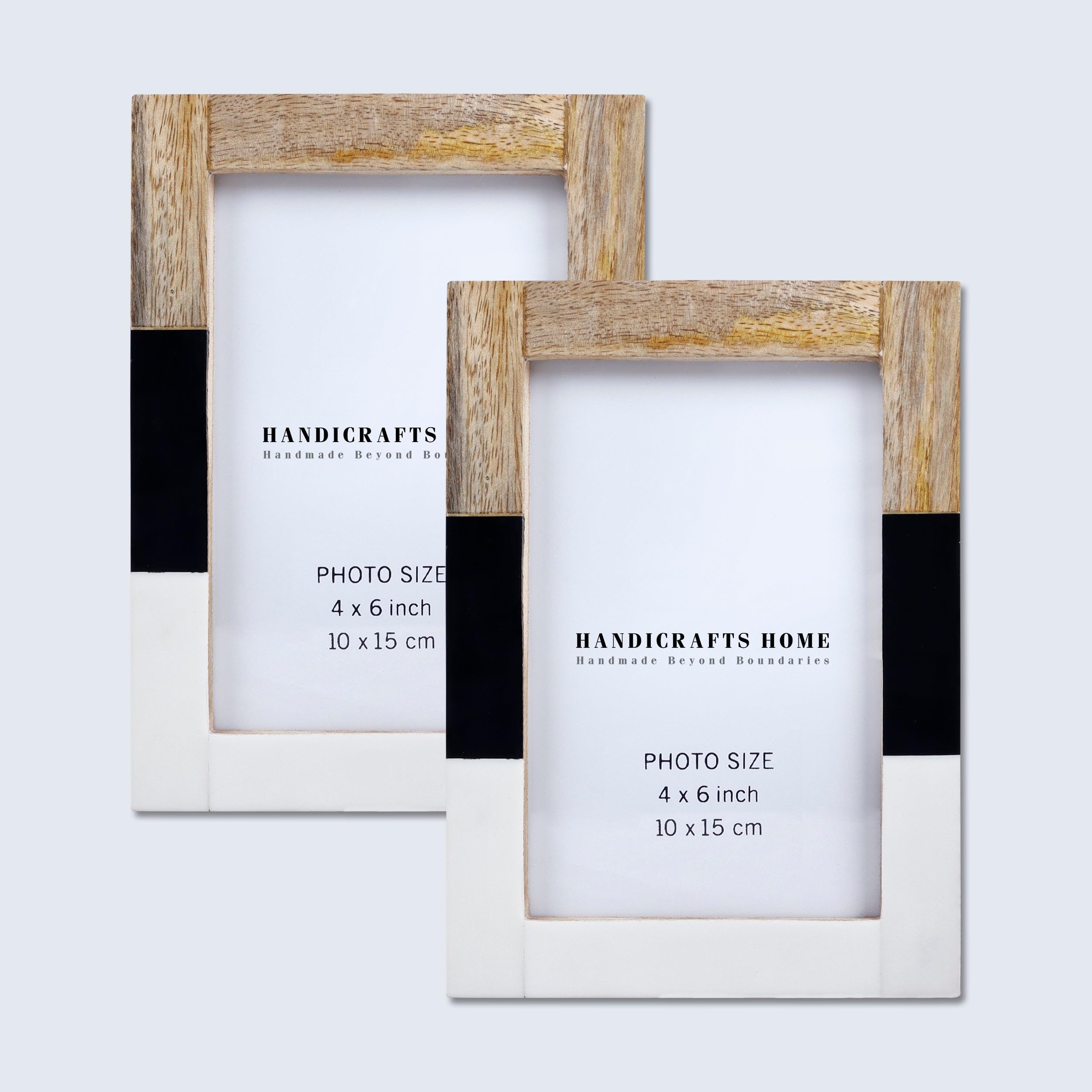 Handicrafts Home Handmade Photo Frame 4x6 Pack of 2, Farmhouse Home Decor Picture Frame for Wall Hanging, Desk Decor, Vintage Boho Frame for Living Room, Family Photo Frame, Wedding Gift - Maple