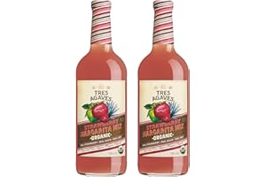 Tres Agaves Organic Strawberry Margarita & Daiquiri Mix – Real Strawberry Purée, Agave Nectar & Lime Juice – All-Natural, Non-GMO, Gluten-Free, Vegan Cocktail Mixer – No High Fructose Corn Syrup – 750ml Bottle (2 Pack)