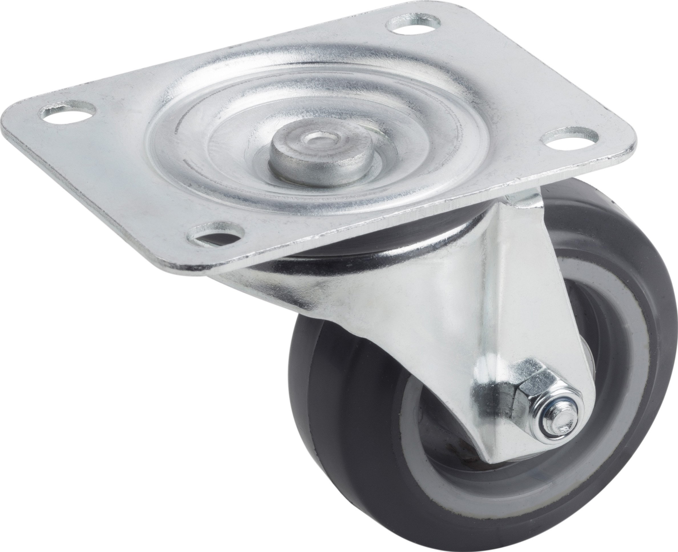 Metafranc Swivel Castor Diameter 80 mm - 105 x 80 mm Plate - Elastic Solid Rubber Wheel - Soft Tread - Roller Bearing - 100 kg Load Capacity/Transport Castor/Furniture Castor/Heavy Duty Castor /