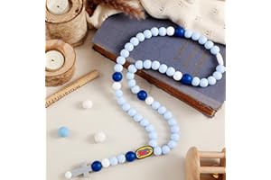 Kigeli Cross Baptism Silicone Rosary God Bless First Rosary Catholic Cross Necklace Baby Shower Baptism Party Supply for Baby Shower Christian Communion Gifts