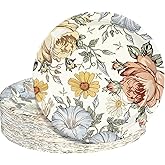 Uiifan 36 Pieces Vintage Flower Style Paper Plates, 9 Inches Elegant Wildflower Paper Plates Butterfly Disposable Plant Seashell Party Supplies for Garden Tea Wedding Birthday Shower (Floral)