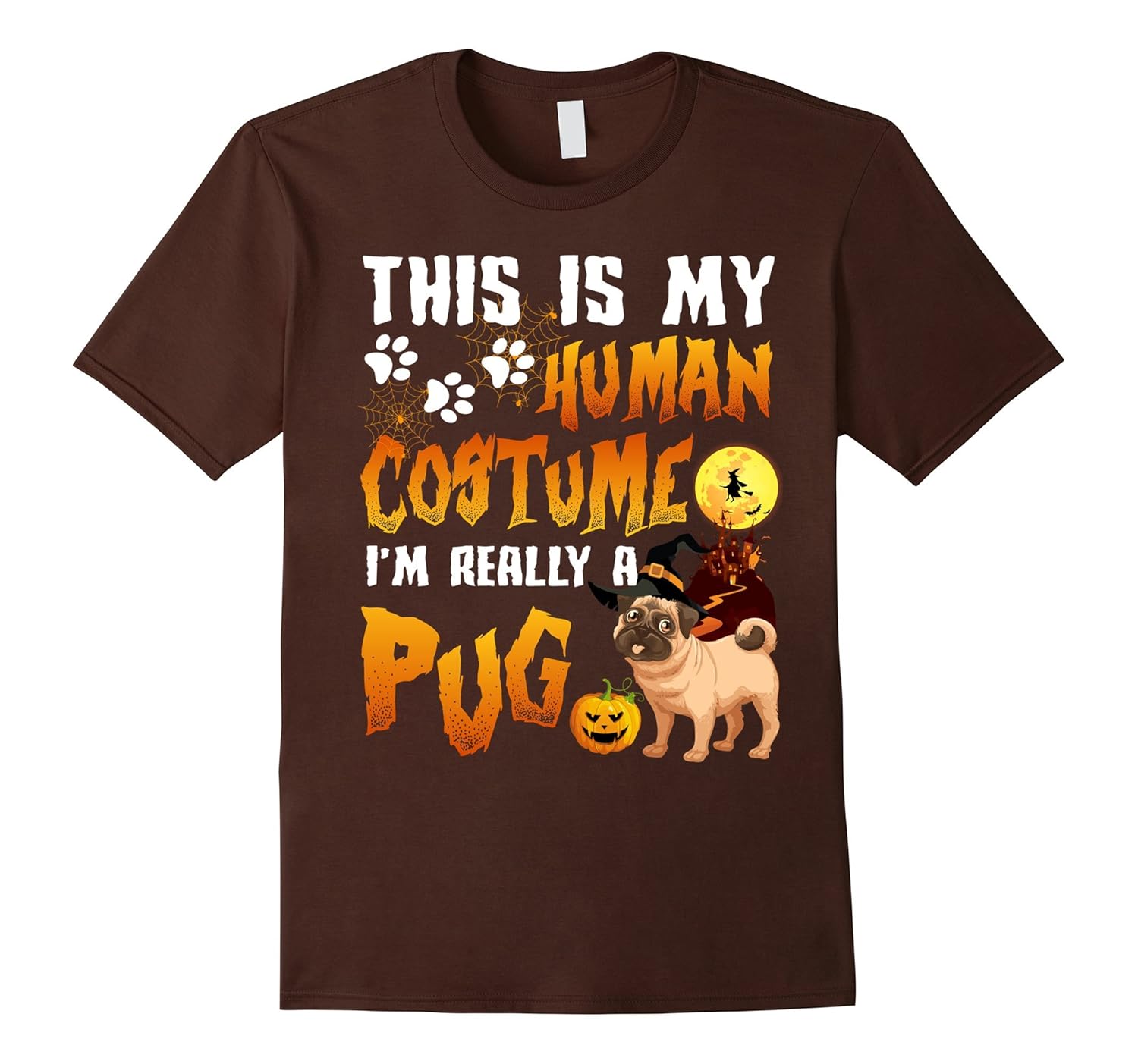 Pug Halloween Shirt This Is My Human Costume Funny Tee-ANZ