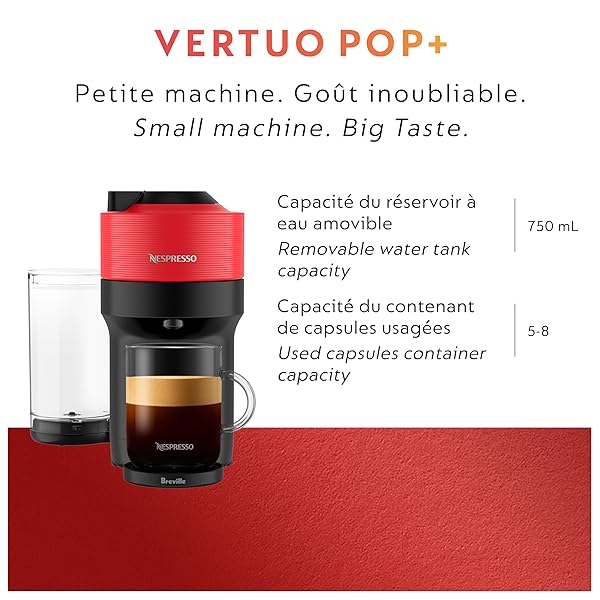 NESPRESSO VERTUO POP+ COFFEE AND ESPRESSO MAKER BY BREVILLE, SPICY RED