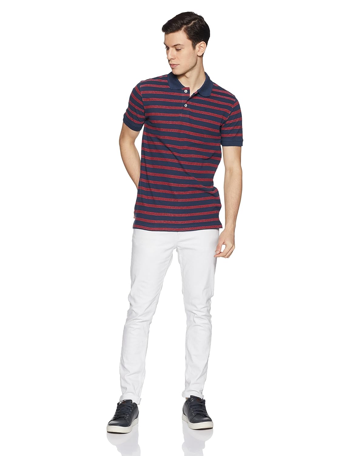 dj&c by fbb men's striped regular fit polo