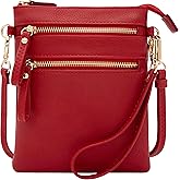 Solene Small Crossbody Bag for Women, Multi Zip Pockets with Detachable Wristlet, Lightweight Travel Purse, Cell Phone Pouch