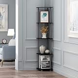 Furinno Turn-N-Tube 5 Tier Corner Shelf Black Grey view 2