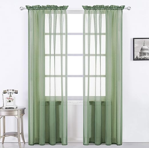 Amazon Com Selectex Solid Color Linen Look Semi Sheer Curtains