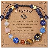 Vinswet Zodiac Bracelets for Women Men,12 Constellations Healing Crystal Stone Beads Bracelet Birthday Zodiac Gifts Horoscope Spiritual Jewelry Bracelet Gifts