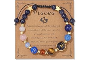 Vinswet Zodiac Bracelets for Women Men,12 Constellations Healing Crystal Stone Beads Bracelet Birthday Zodiac Gifts Horoscope Spiritual Jewelry Bracelet Gifts