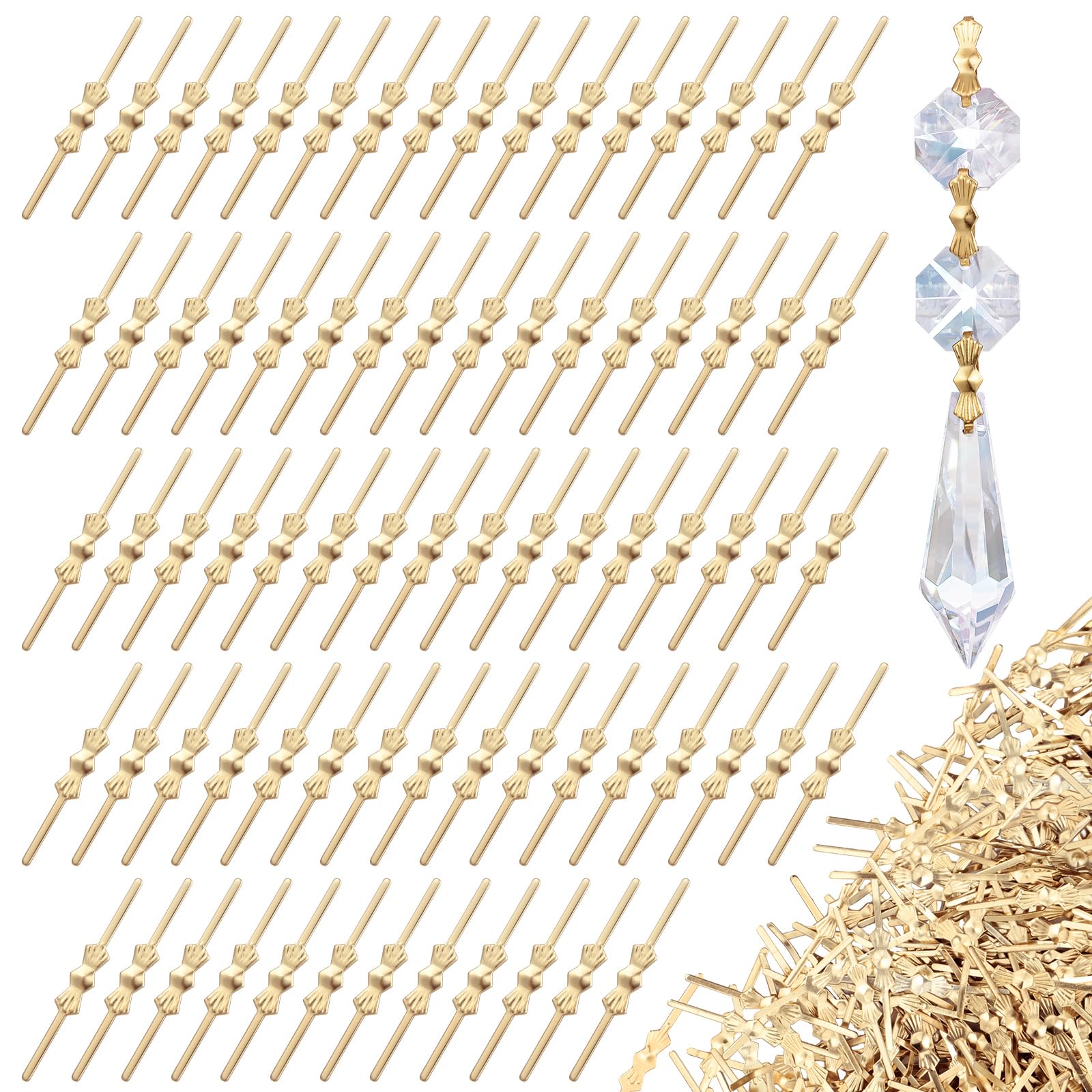 Photo 1 of Chunful 1000 Pcs Bow Tie Crystal Connectors Chandelier Crystal Connectors Clips Pins Crystals Replacement Fastening Parts for Connecting Chandelier/lamp/Ceiling Light Parts