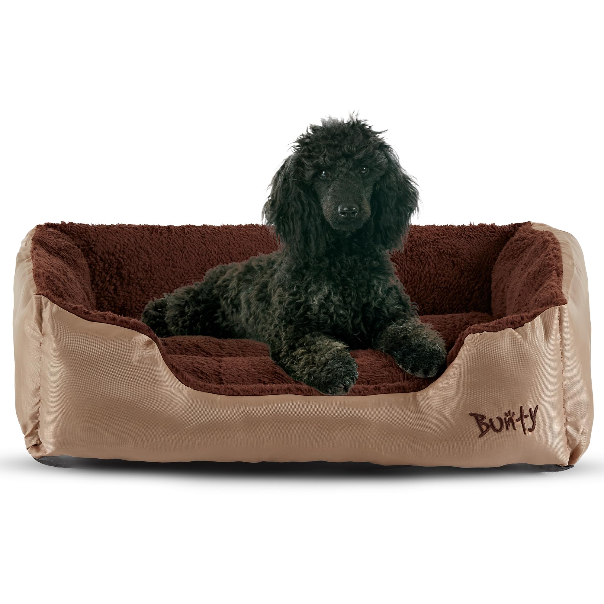 Bunty Deluxe Dog Bed - Small to XXL Calming Washable Dog Bed - Non-Slip Base, Raised Walls, Fleece Lined Interior, Plush Cushioning, Insulates & Retains Heat - Medium, Cream