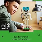 LEGO Minecraft Skeleton Figure with Diamond Helmet Grass Base view 2