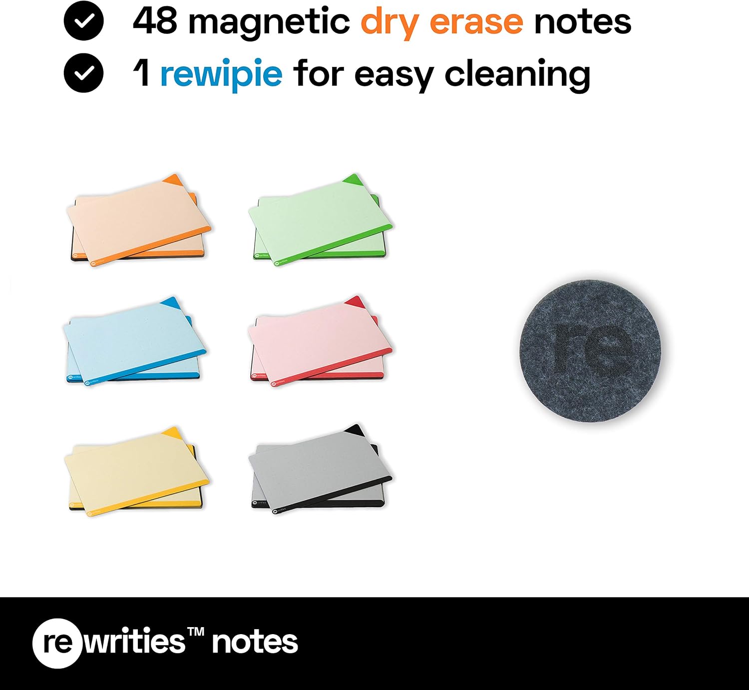 Rewrities Notes - 48 Dry Erase Magnetic Cards, Multi Colour Kit 10 x 15 cm - Reusable Notes for Tasks Planning, Projects, Organization - Image 3