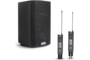 ALTO TX408 350W 8" Powered PA Speaker Bundle with XLR Mic Receiver and Transmitter for Live Performances, Events, Karaoke, Pu
