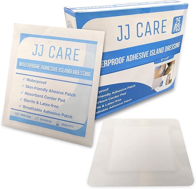 [Pack of 25] 6x6 inches Waterproof Adhesive Island Dressing