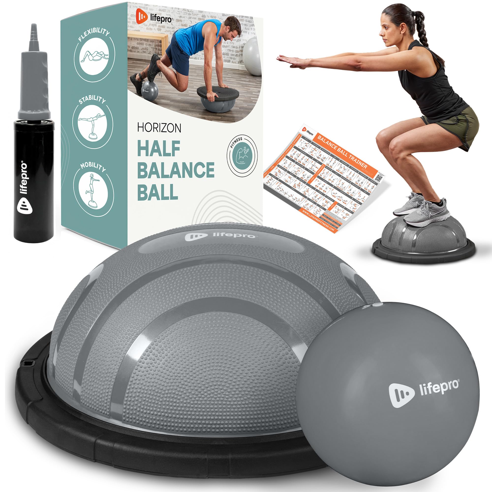 Lifepro Half Balance Ball Trainer - Stability Ball for Exercise, Full-Body Workouts, Home Gym, and Physical Therapy - Non-Slip Equipment for Balance Training Image
