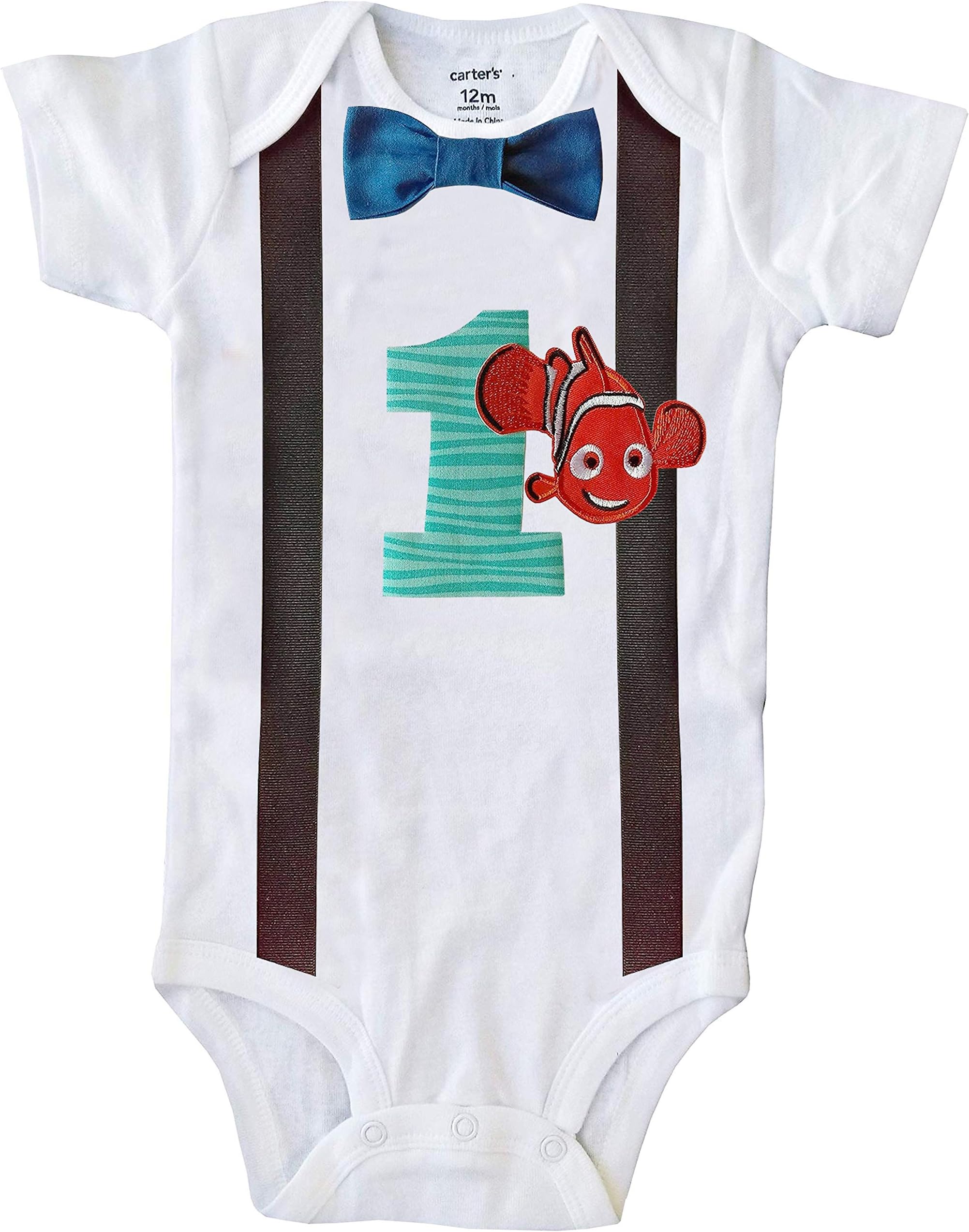 Perfect Pairz 1st Birthday Baby Boy Outfits-Fish(09M Short Sleeve)