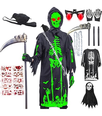 Overwatch Reaper Kids Costume - Muscle Padded Jumpsuit With Hood & Mask, Size Medium (7-8 Years)
