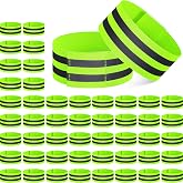 Yilloog 100 Pcs Reflective Arm Bands for Night Walking Reflector Bands Wrist Arm Ankle Leg High Visibility Reflective Gear Safety Reflector Tape Straps for Cycling and Running