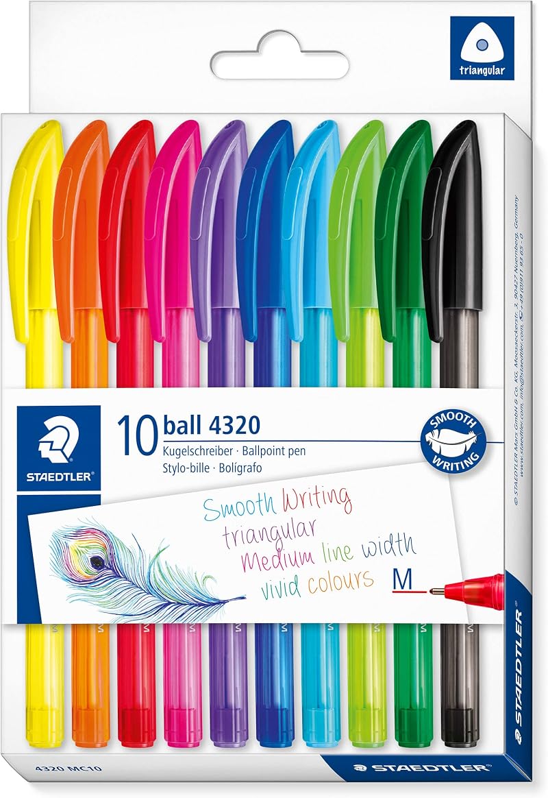 Staedtler 4320 MC10 Rainbow Ballpoint Pens Pack of 10 1.0mm