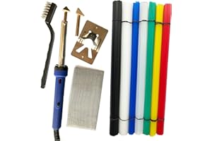 MIUEZUTH Plastic Repair Welding Kit, with 80W Iron, 90 Plastic Rods, 1 Metal Brush,1 Metal Stand,Reinforcing Mesh, 2 Welder Tips,for Car Bumper,Dashboard,Canoe,Kayak Repair Kit,Plastic Welder Kit for DIY