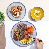 Homikit 18-Piece Reactive Glaze Stoneware Dinner Set for 6 Myosotis Blue view 6