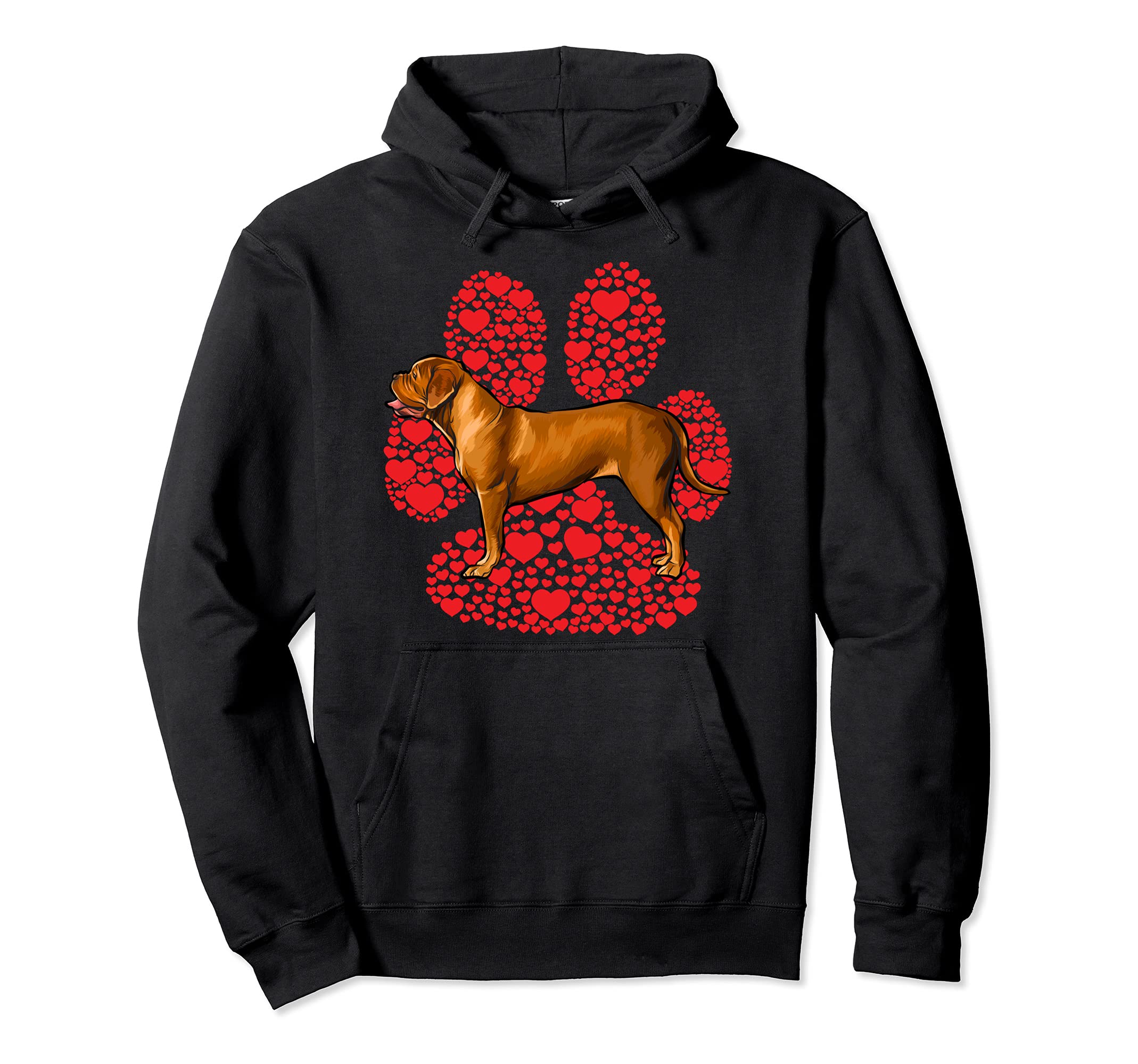 Dogues de Bordeaux Valentines Day Dog Love Paw Pullover Hoodie