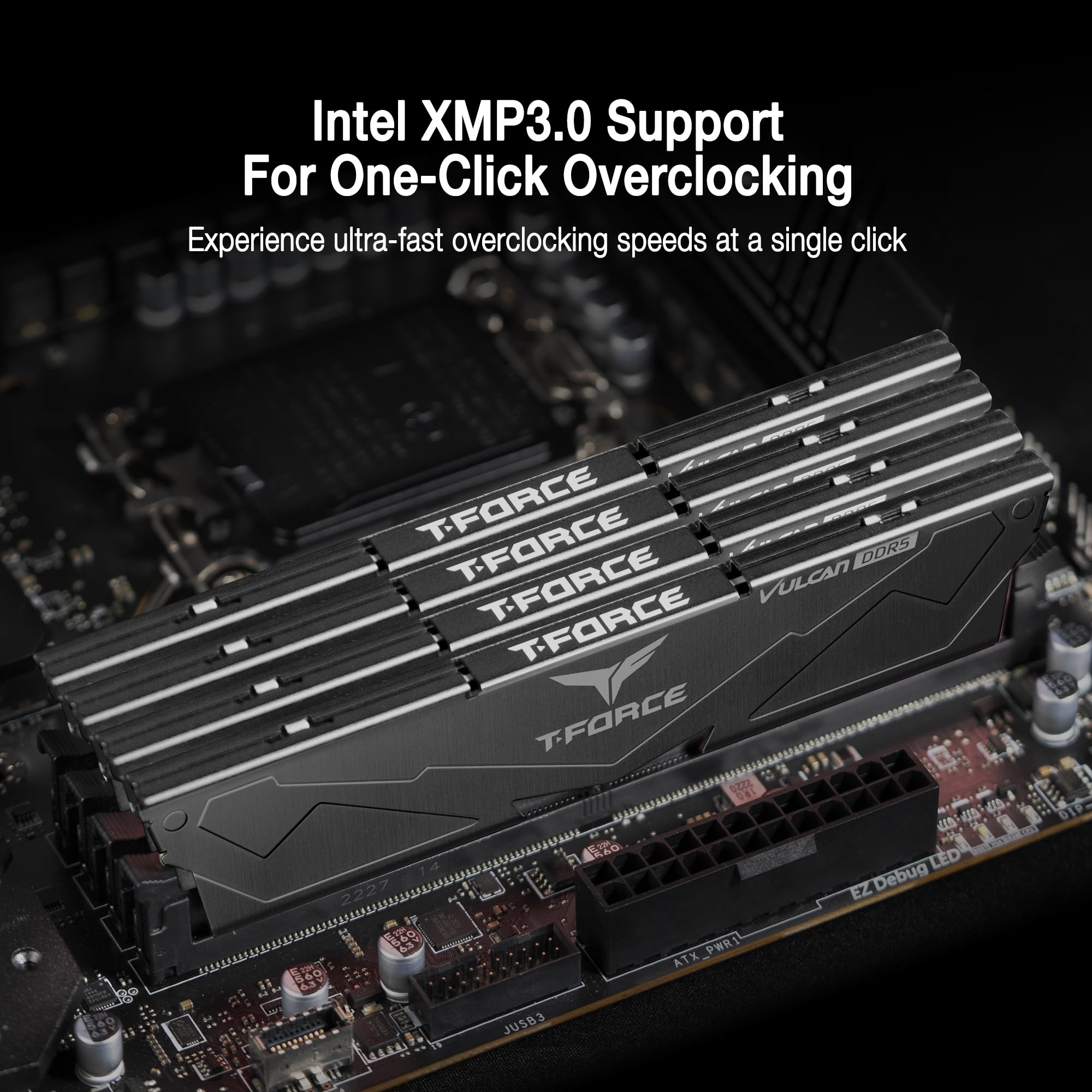 TEAMGROUP T-Force Vulcan DDR5 32GB (2x16GB) 6000MHz (PC5-48000) CL38 Desktop Memory Module Ram (Black) for Chipset 600 700 Series XMP 3.0 Ready - FLBD532G6000HC38ADC01