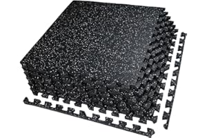 AIRHOP 0.56in Thick 24 Sq Ft Exercise Equipment Mats, 6 Tiles Upgraded Rubber Top with High Density EVA Foam, Large Interlocking Puzzle Gym Flooring for Home Gym, Heavy Weight Workout, 24 x 24in