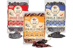 AMAZING CHILES & SPICES Dried Chile Peppers Variety Pack (12 oz Total) - Ancho, Guajillo, Pasilla Chiles – Staple for Mexican Recipes - Birria, Salsa, Sauces, Stews, Tamales By Amazing Chiles and Spices